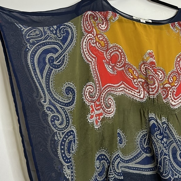 Andrew Charles sheer paisley trapeze relaxed bohemian blouse sheer medium - Picture 4 of 8